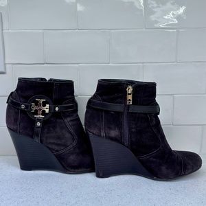 Tory Burch Aaden dark brown wedge short boot ~ bootie 10 M ankle boots